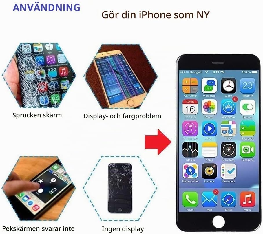 Detalle 1 de Brinonac B8GB01 LCD-skärm för iPhone 8/SE 2020, 4,7 tum, svart