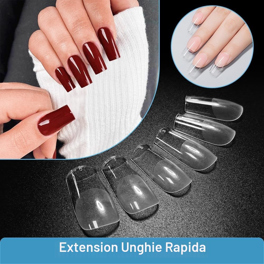 Detalle de ZIFUTON 504 Pezzi Tip In Gel Quadrate per Unghie – Kit professionale con 12 misure