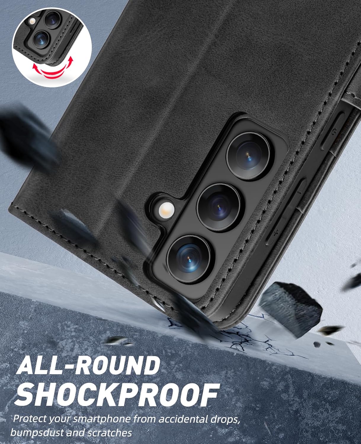 Thumbnail 5 de OCASE Premium Leder Flip Hülle für Samsung Galaxy S24+ Plus 5G – Standfunktion, Kartenfächer, Stoßfest