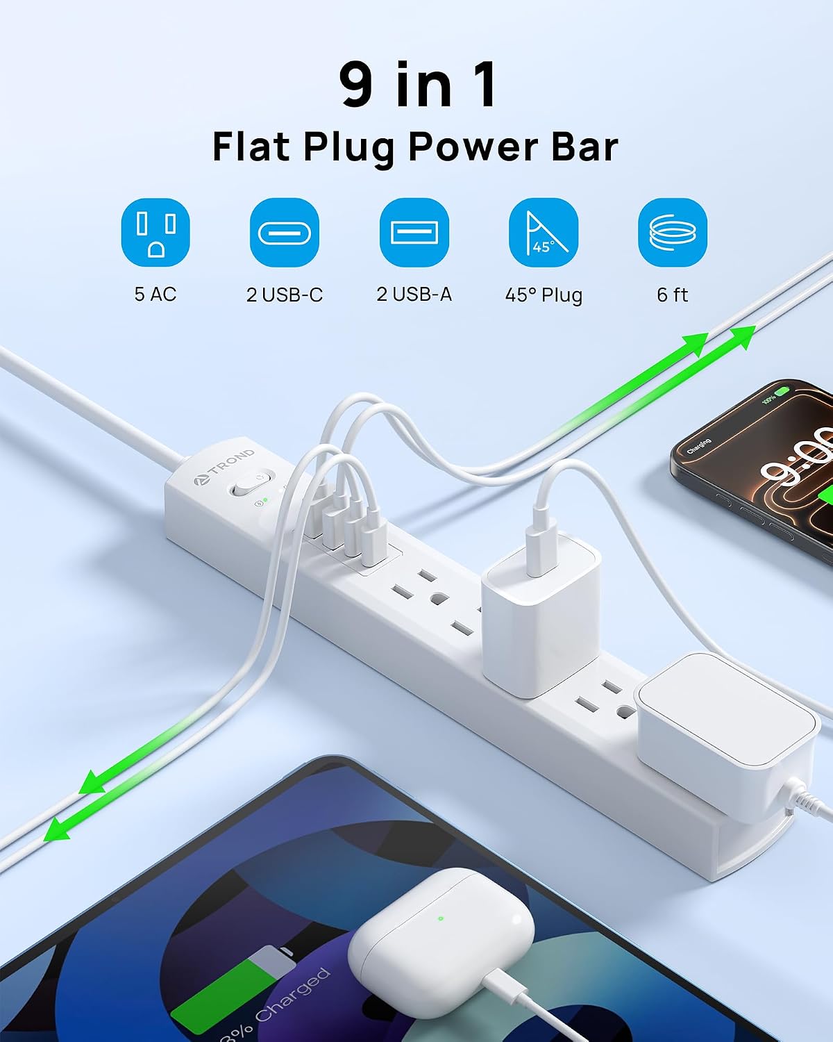 Thumbnail 1 de TROND Power Bar with 5 AC Outlets