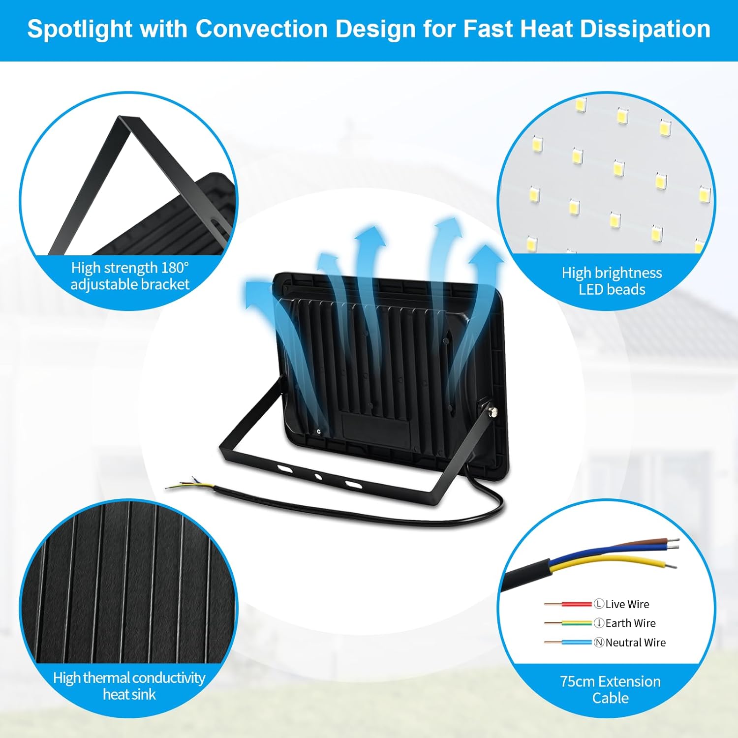 Thumbnail 6 de toobettp 200W Projecteur LED Extérieur – 20000 LM, 3000K, IP66