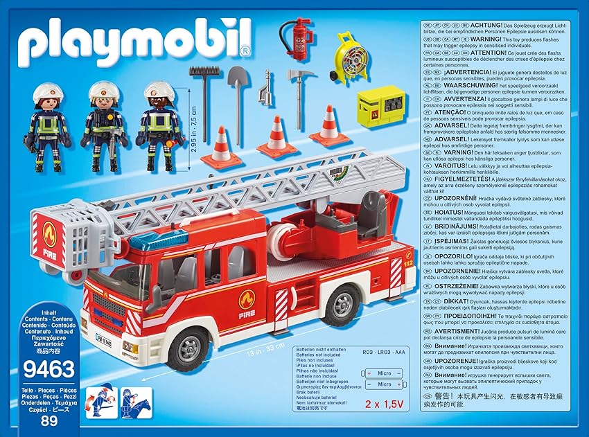 Detalle de PLAYMOBIL 9463 Camión de Bomberos 39x13x17 cm 🚒