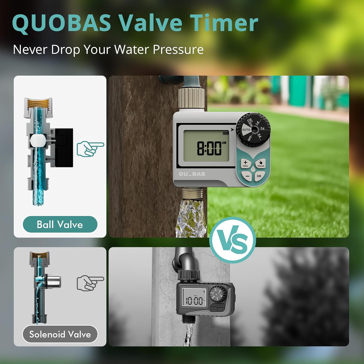 Thumbnail 1 de QUOBAS WT41W Low-Pressure Water Timer with Brass Inlet and Outlet