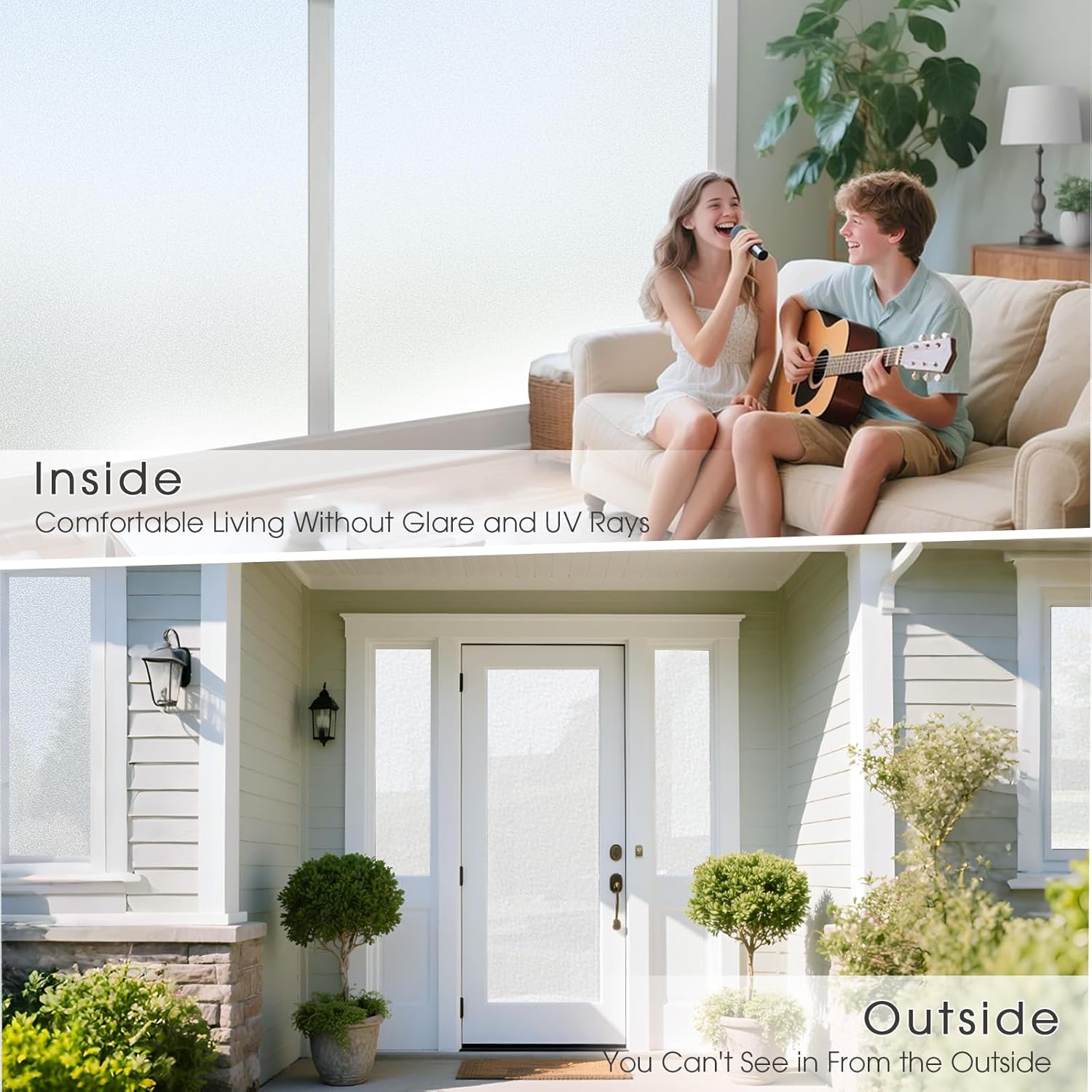 Thumbnail 3 de Lifetree Frosted Window Film Privacy Opaque Glass Film (115x200 cm) – Non-Adhesive Static Cling