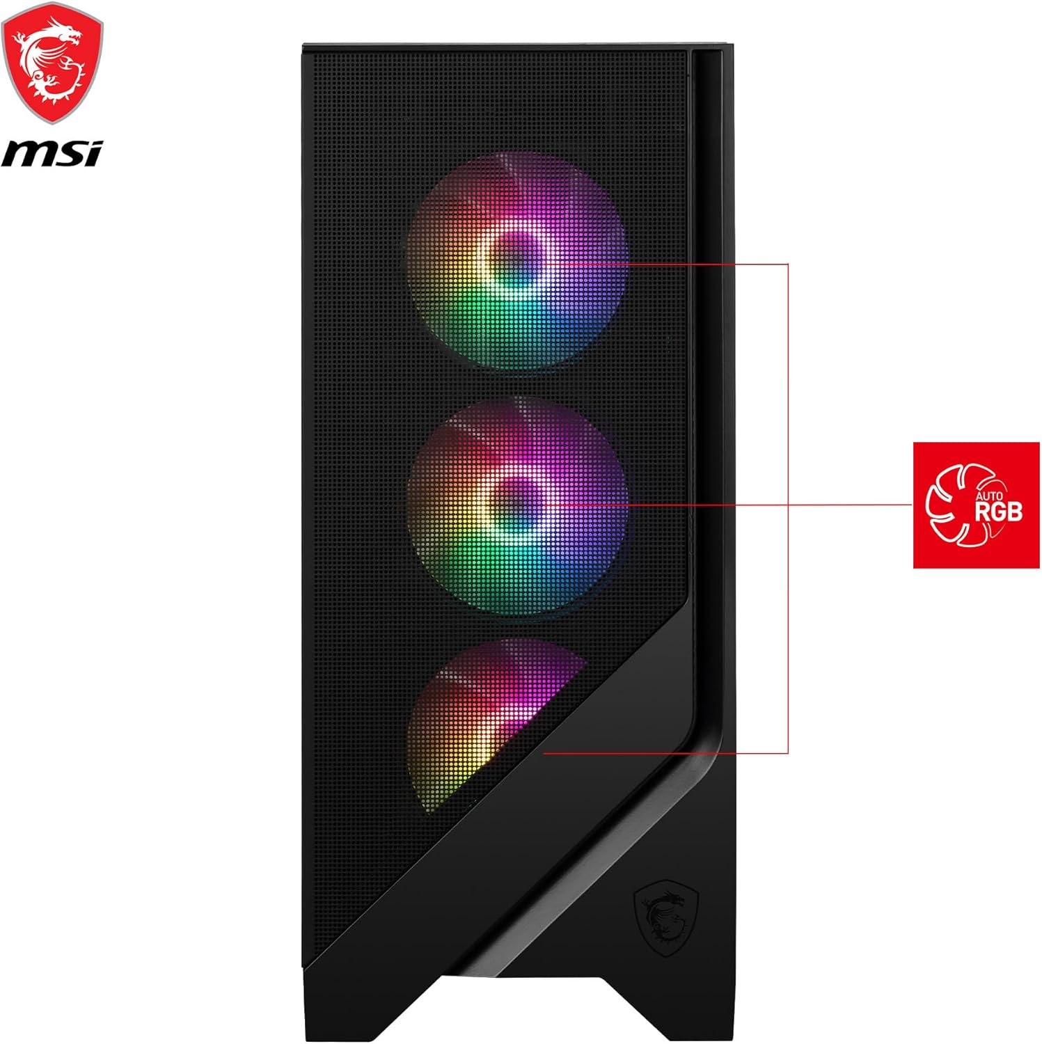 Detalle 2 de MSI MAG Forge 120A Airflow — boîtier PC moyen tour ATX, Micro-ATX et Mini-ITX avec façade mesh et 6 ventilateurs auto-RGB