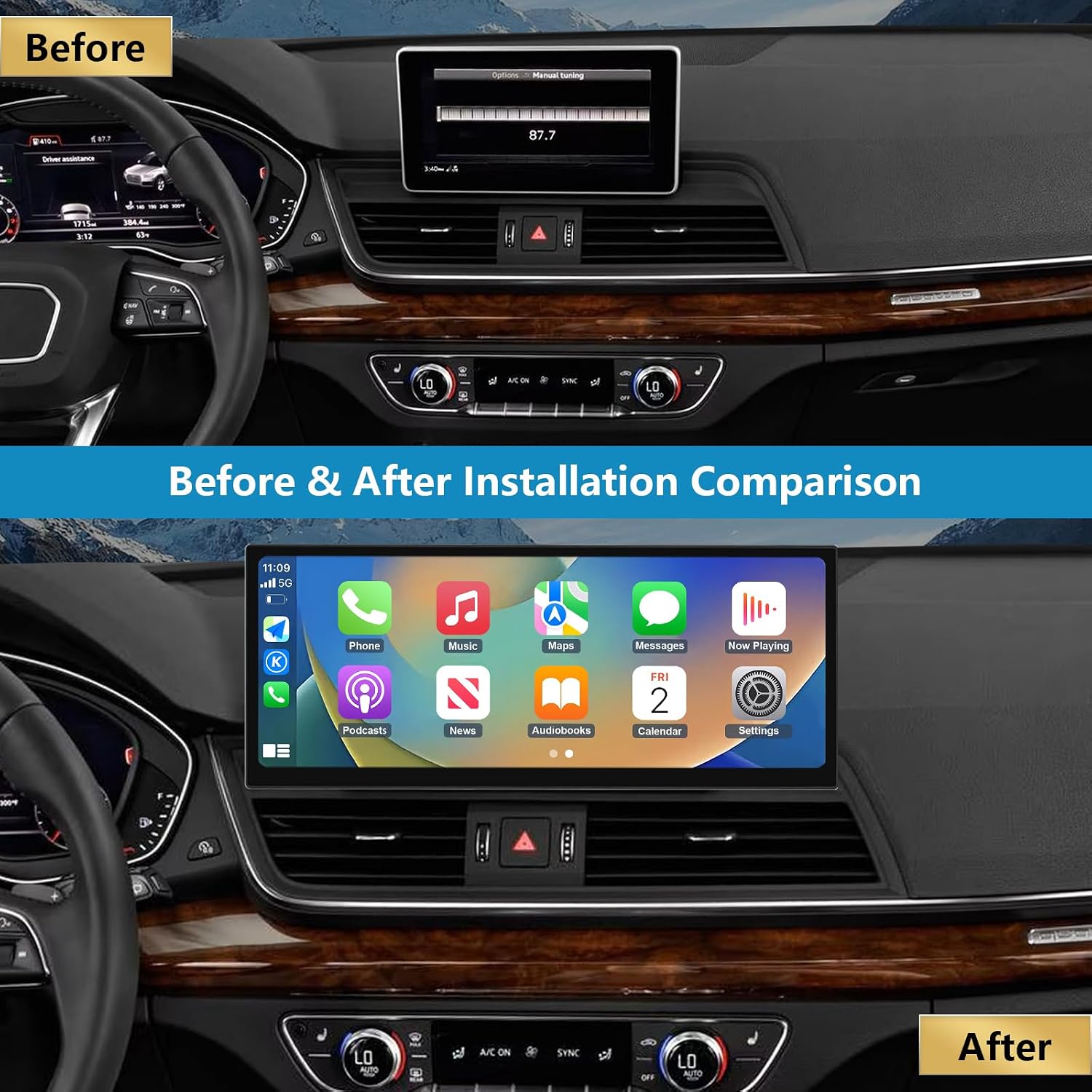 Thumbnail 4 de Ninetom Wireless CarPlay & Android Auto 12.3'' Car Radio for Audi Q5 (2014-2019) with MIB System