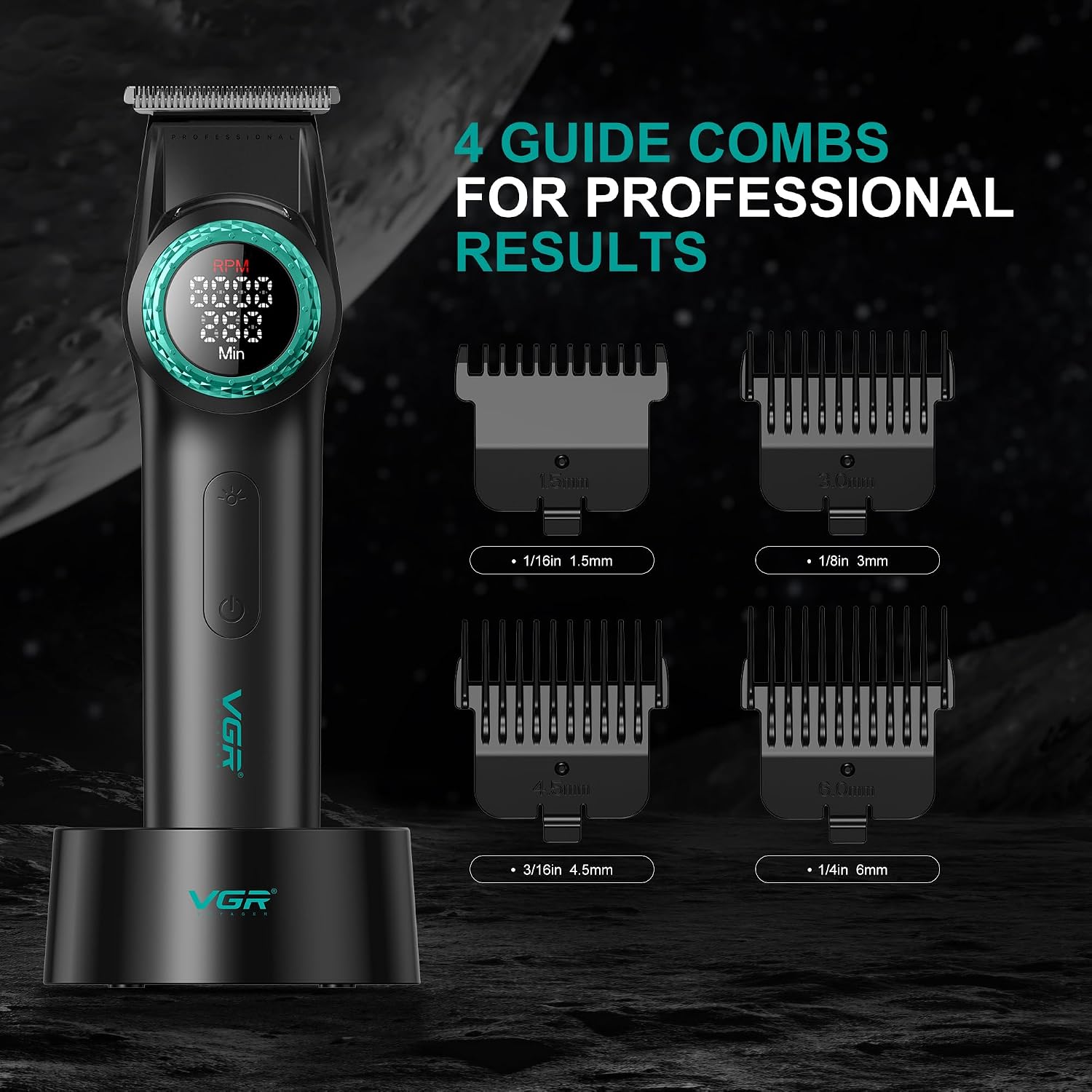 Thumbnail 4 de VGR Professional Beard Hair Trimmer for Men – Cordless USB Rechargeable with DLC + Ceramic Blades
