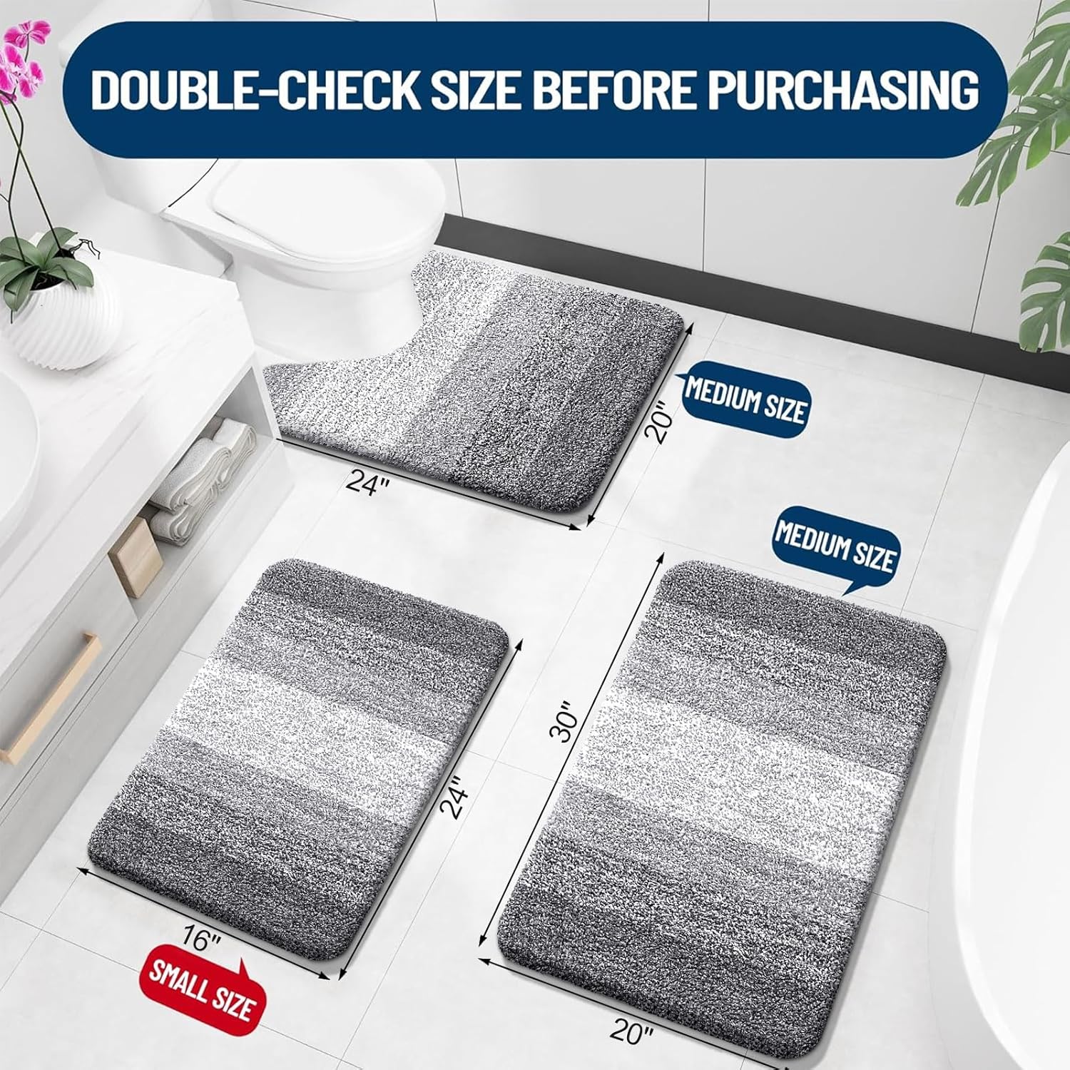 Thumbnail 2 de OLANLY 3-Piece Bathroom Rug Set ⚙