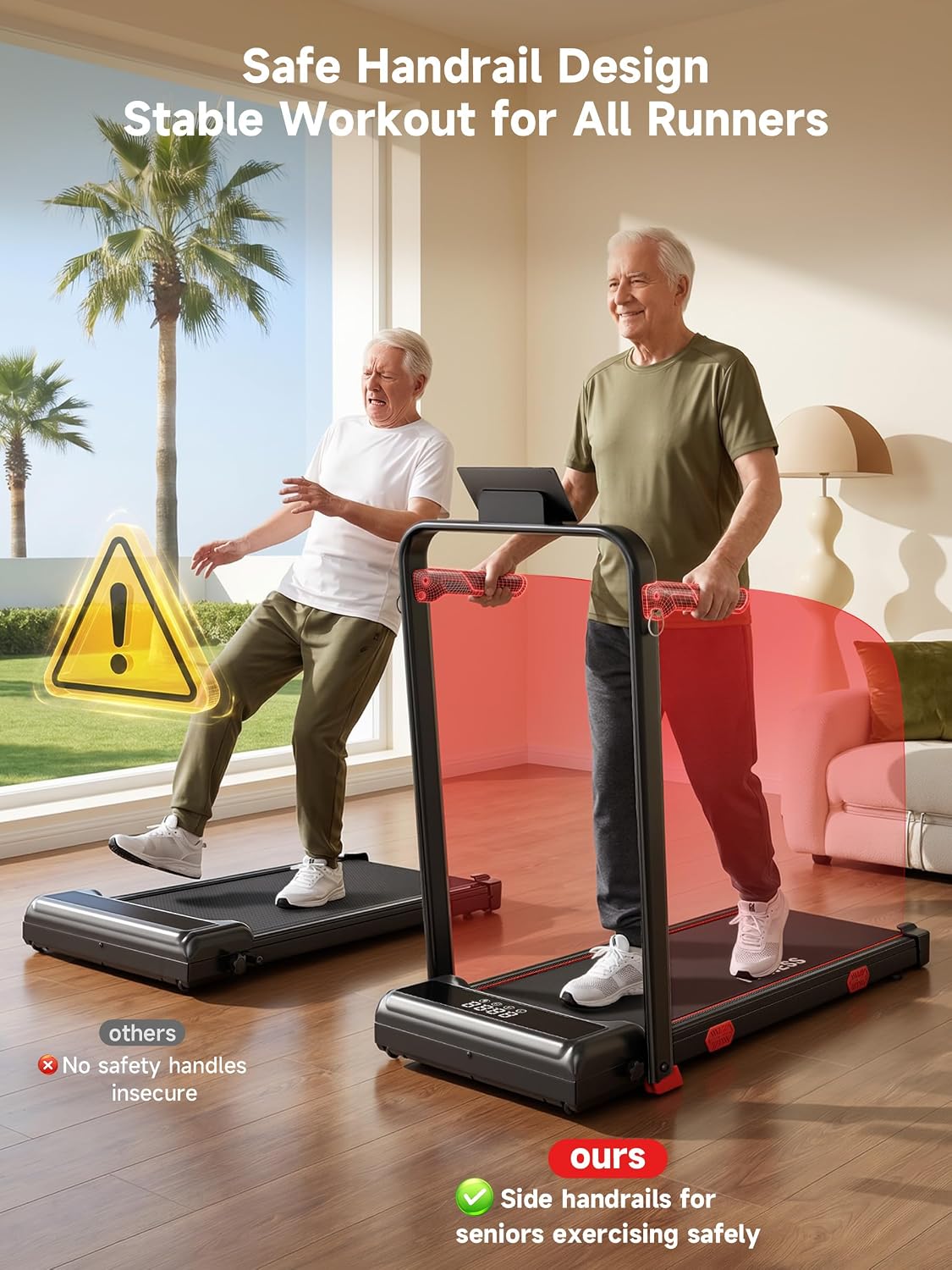 Detalle de RHYTHM FUN Incline Walking Pad Treadmill with Handles, 16% Manual Incline