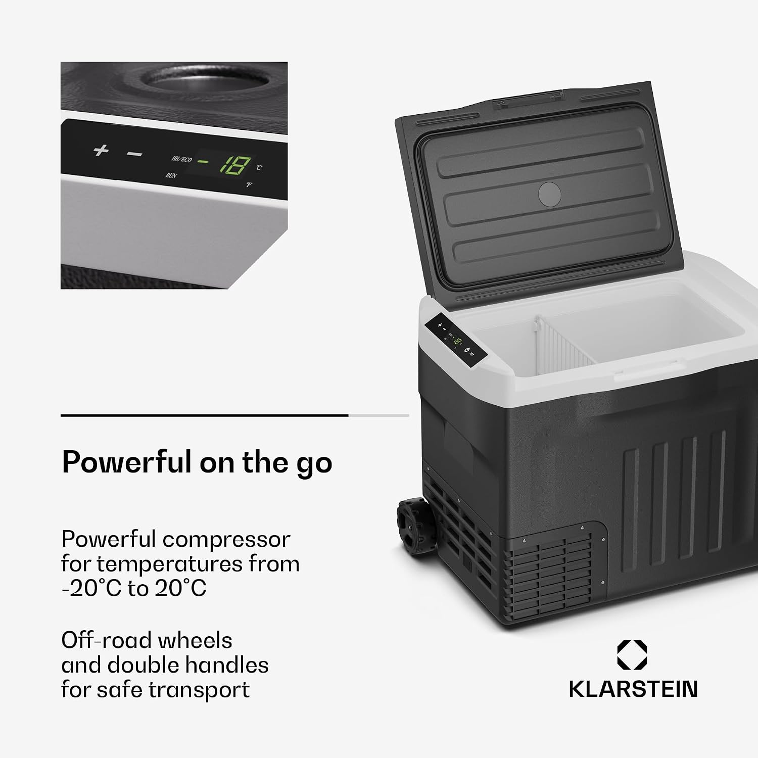 Detalle 2 de Klarstein PolarForce 40L Portable Compressor Cool Box, 12V/230V, -20°C to 20°C