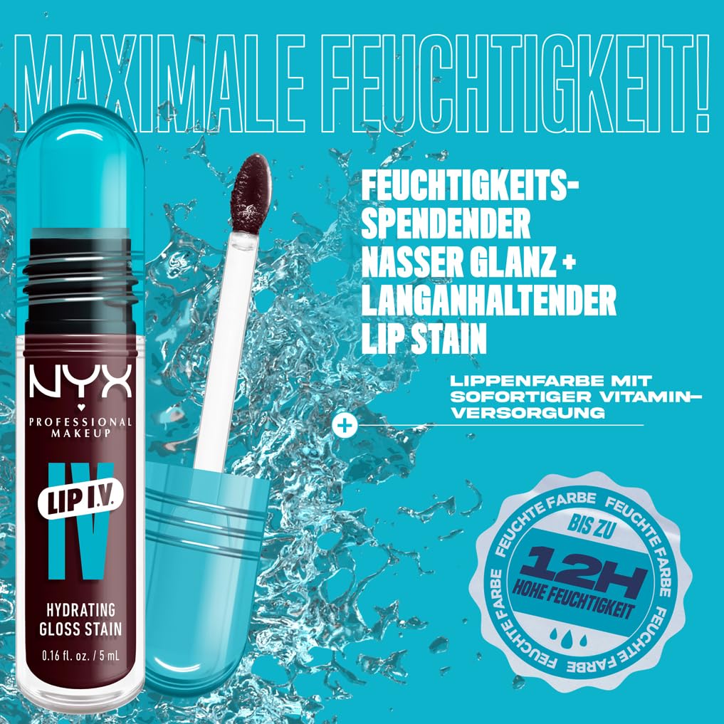 Detalle de NYX Professional Makeup Lip IV Hydrating Gloss Stain Mauve N' Moist – 2 in 1, 12 Stunden Pflege
