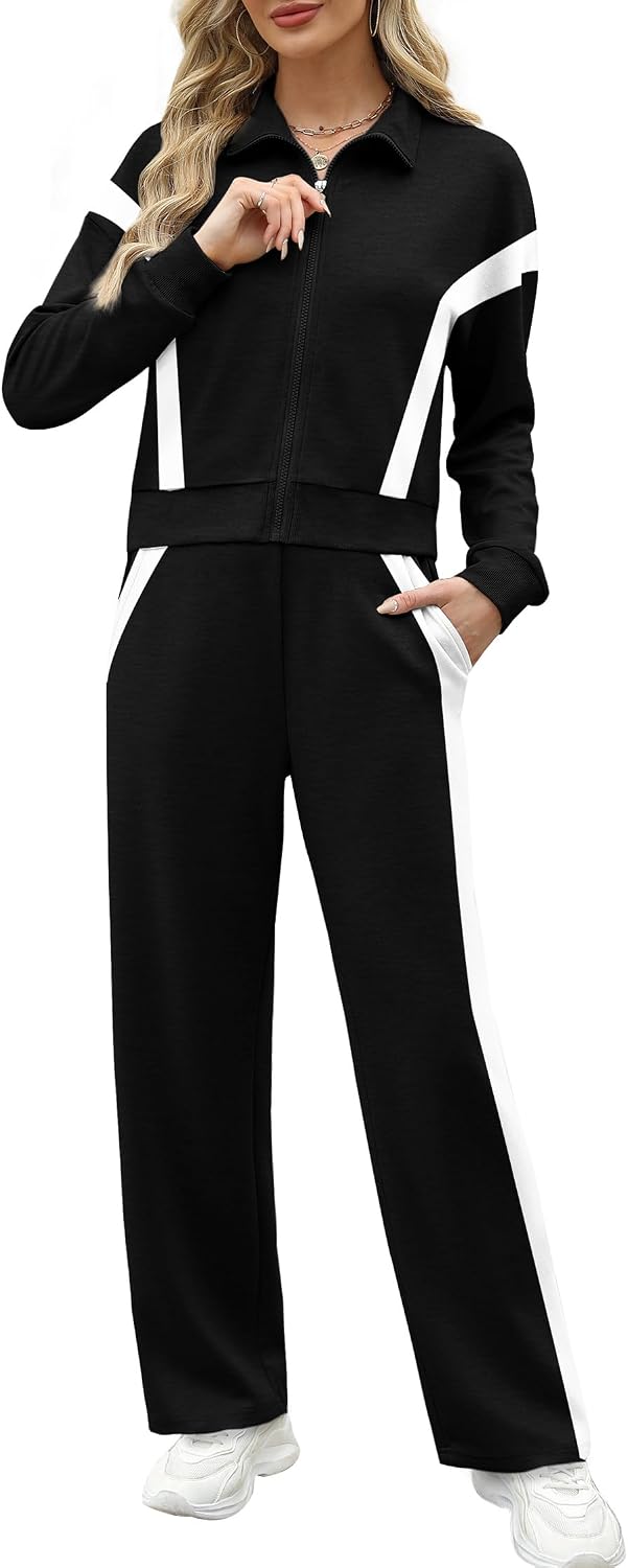 Detalle 1 de XIEERDUO Women's Lounge Set with Full-Zip Sweatshirt and Wide-Leg Pants