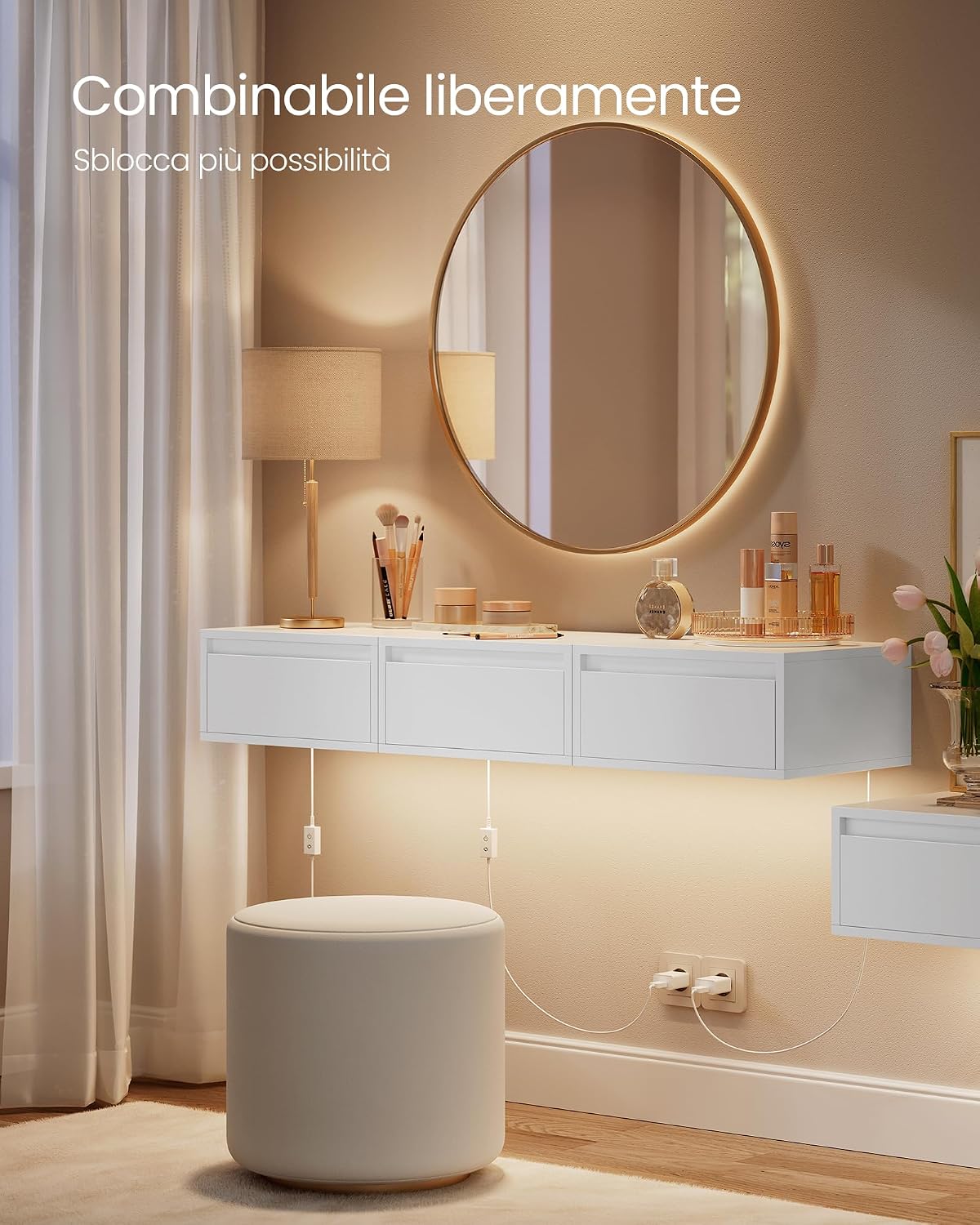 Thumbnail 6 de VASAGLE KAILYN Collezione Comodino Pensile Sospeso con Luce Regolabile LET654W01