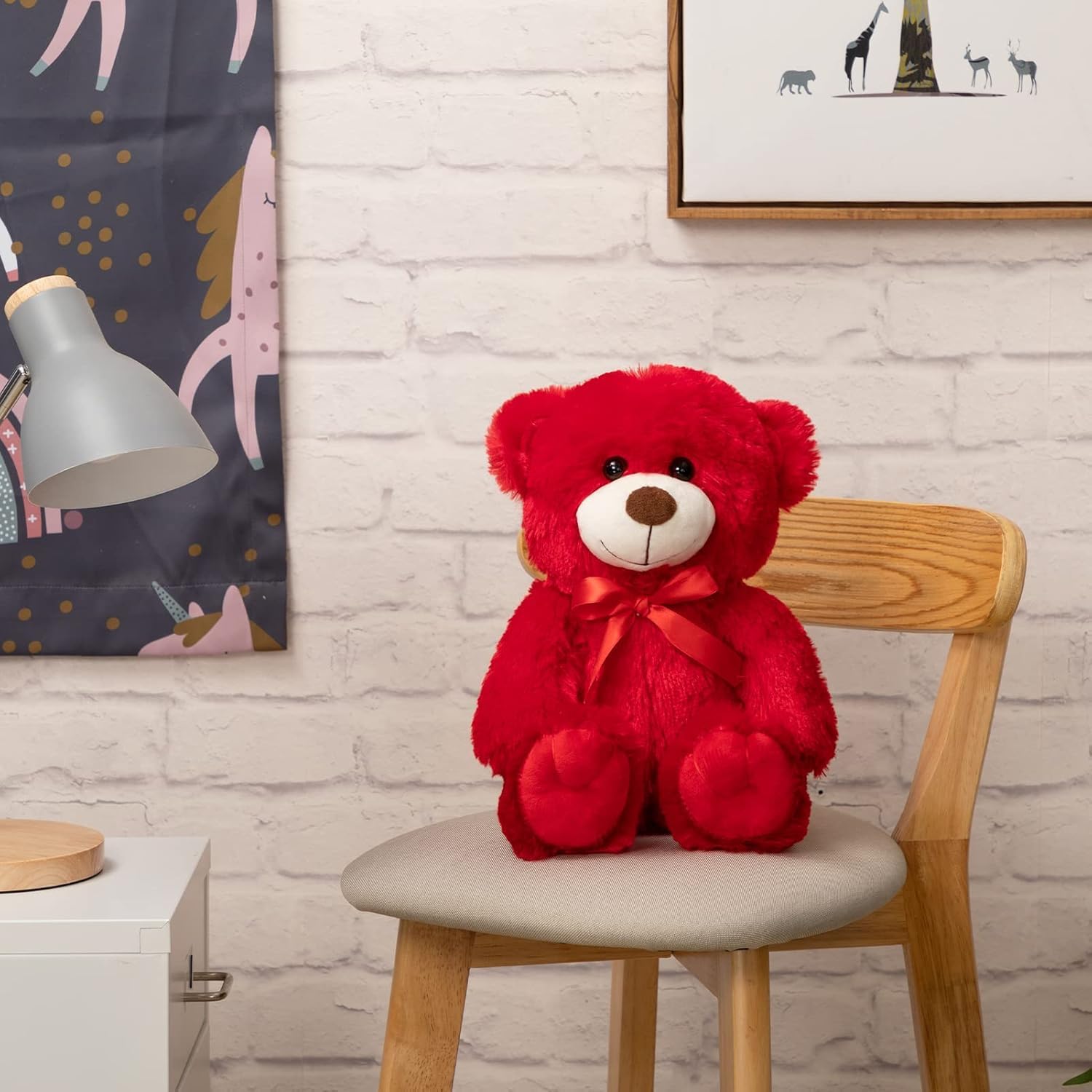 Thumbnail 3 de BEJOY Ours en peluche rouge – 36 cm, doux et sûr pour les câlins