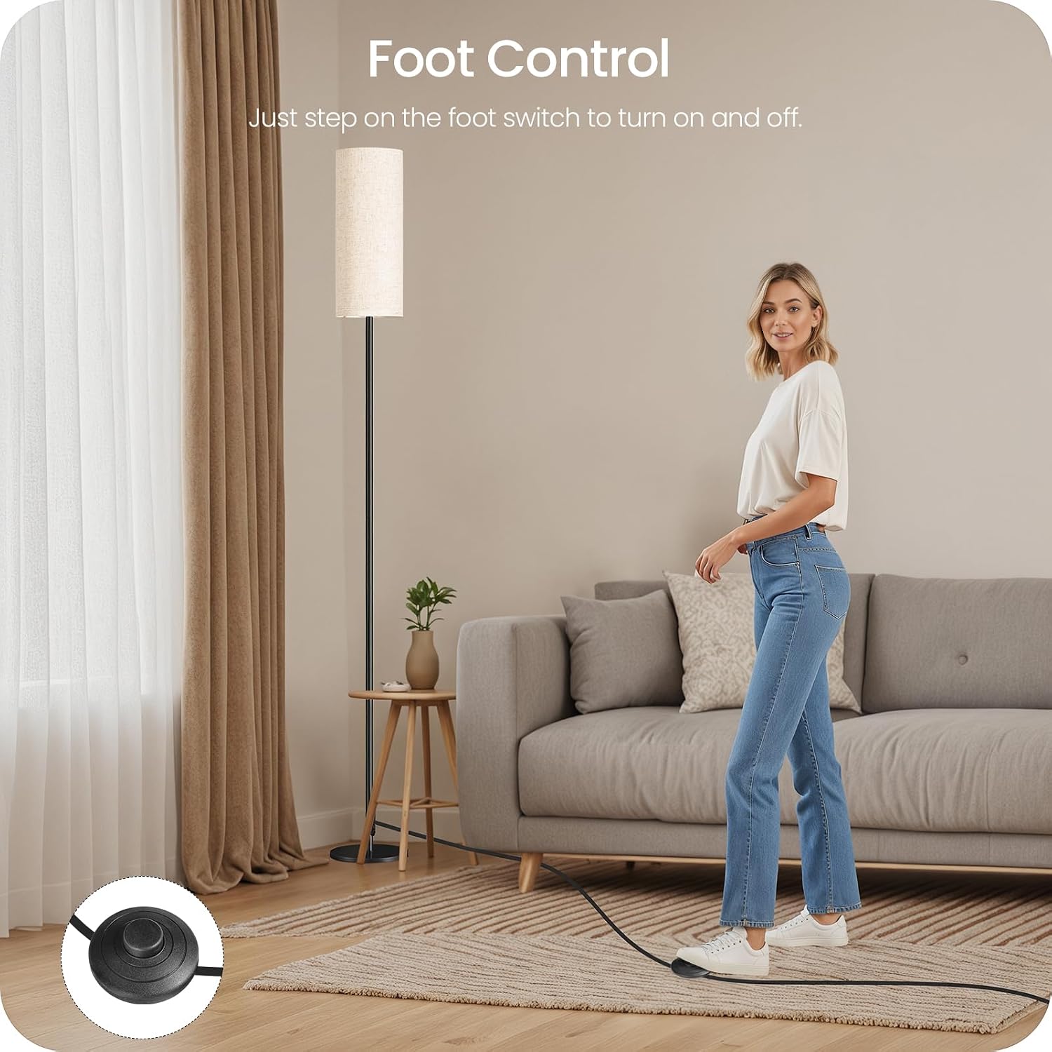 Detalle 1 de GOEBLESON Floor Lamp 64.4-Inch