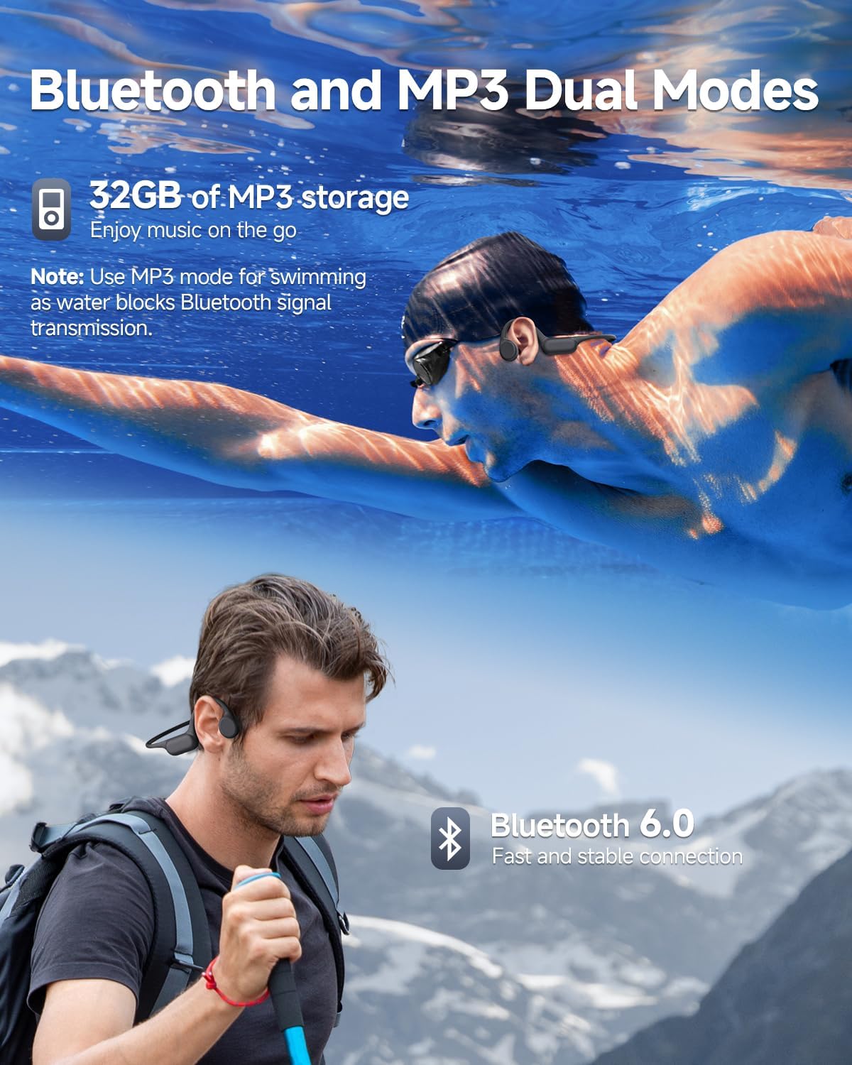 Detalle de PSIER Bone Conduction Headphones 32GB