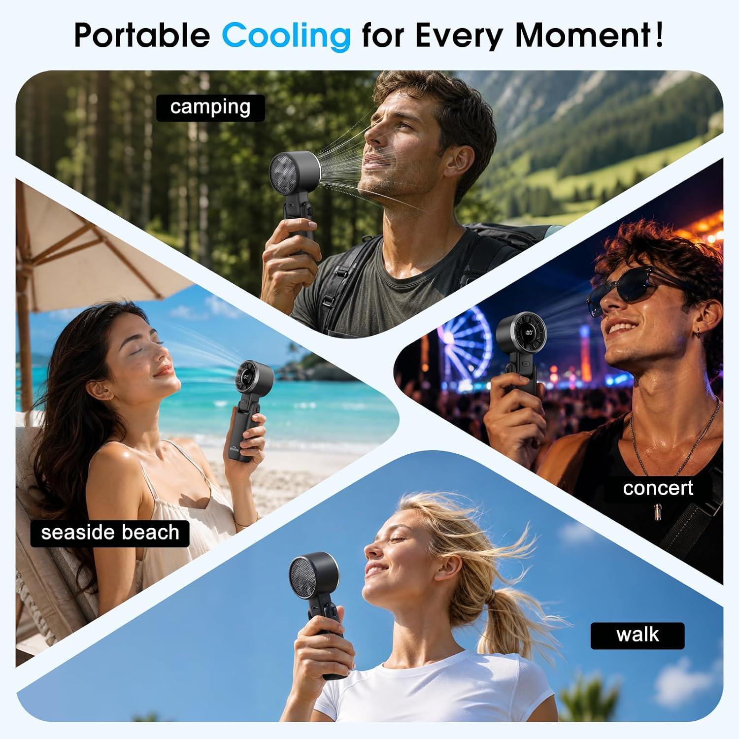 Thumbnail 6 de WHATOOK Handheld Rechargeable Fan (5-speed, LED display, foldable desk/hand design)