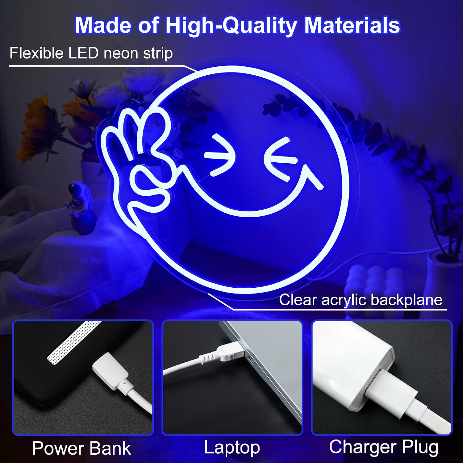 Detalle de Aslanka Smile-Gesicht Neonlicht USB LED