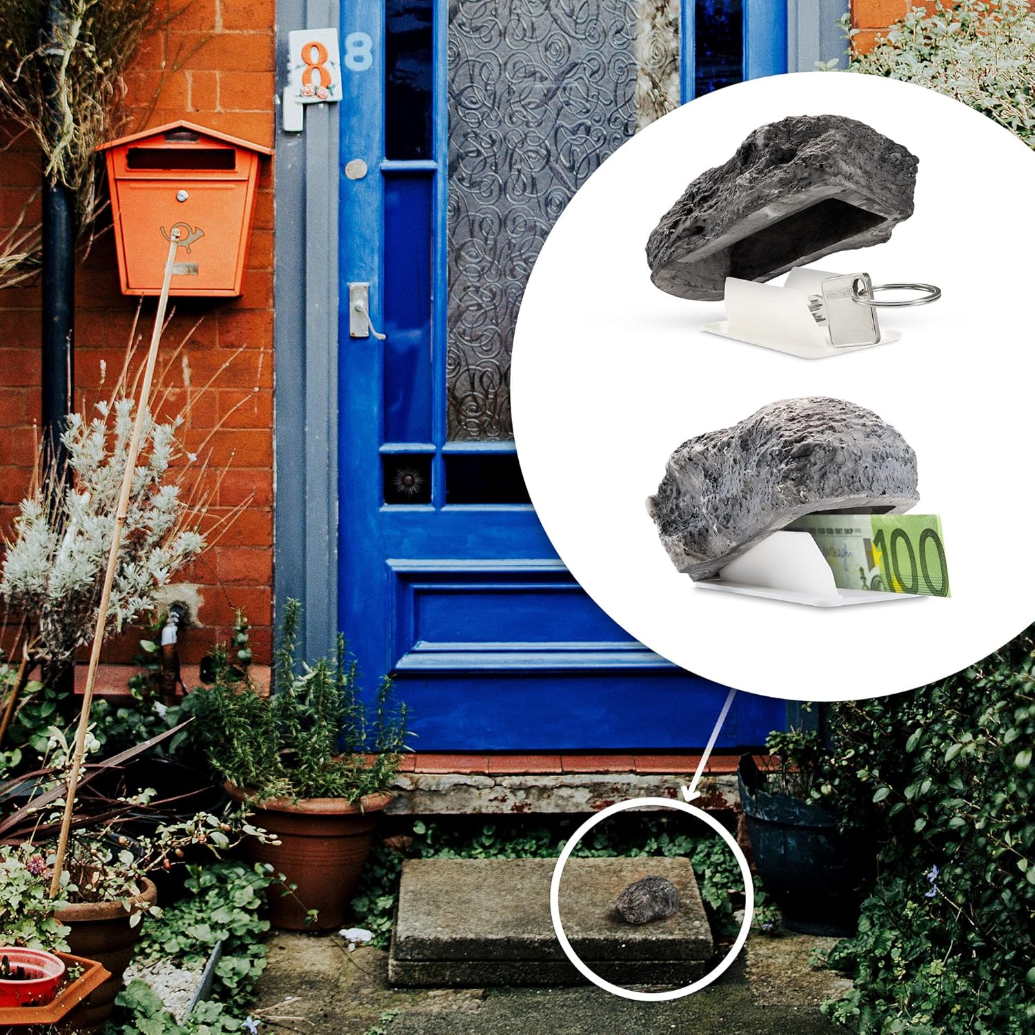 Thumbnail 2 de com-four Schlüsselstein „medium hill“ mit Geheimfach – Kunstgestein für Geocaching & Schlüsselversteck in Stein-Optik