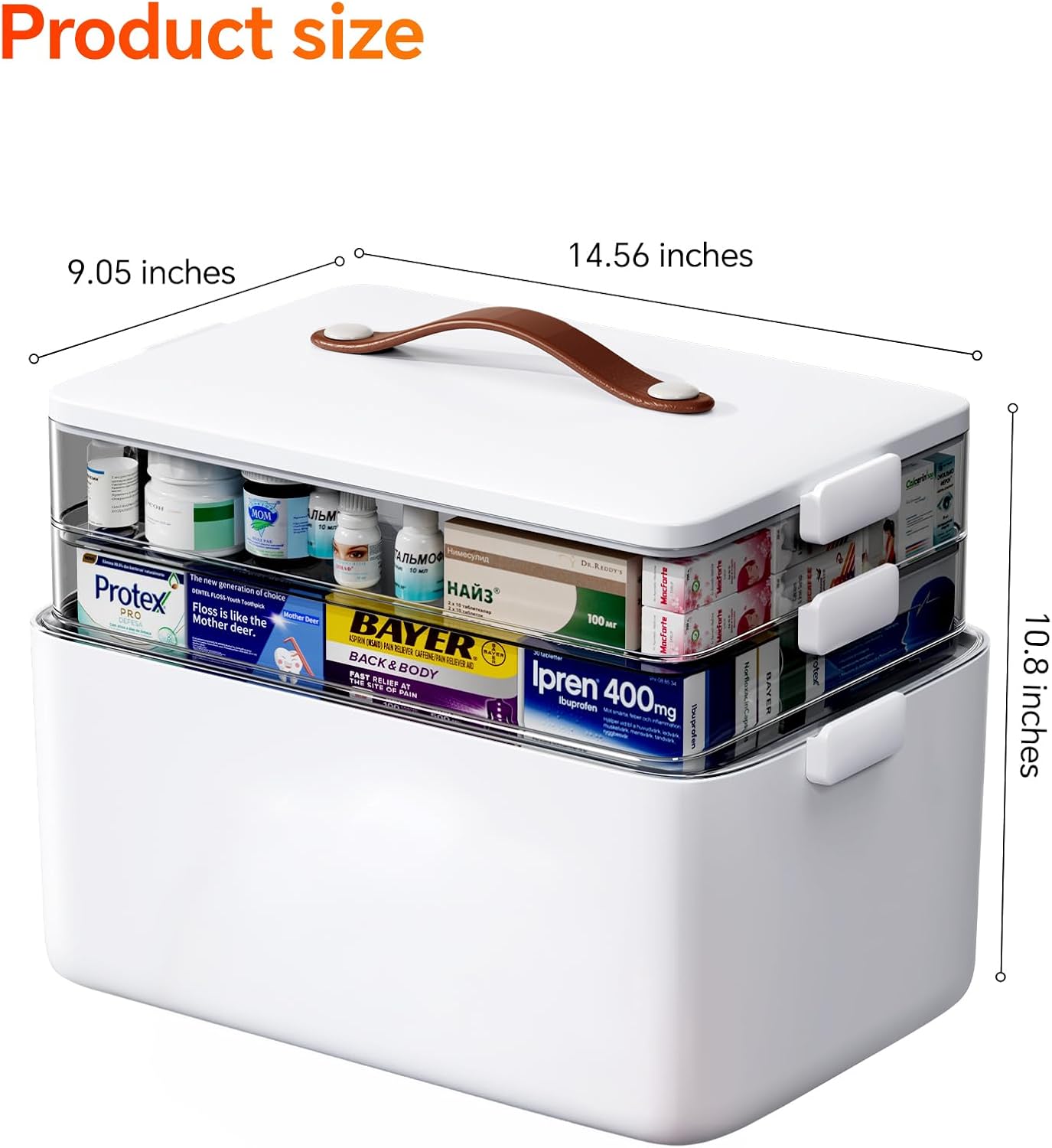 Thumbnail 1 de LEGUO Medicine Storage Organizer: 3-Tier Clear Trays with Carry Handle