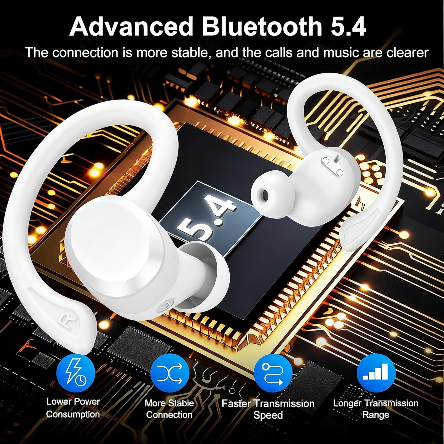 Detalle de Bluetooth Kopfhörer Sport 2026 – In Ear, kabellos, IPX7, 68 Std Gesamtspielzeit
