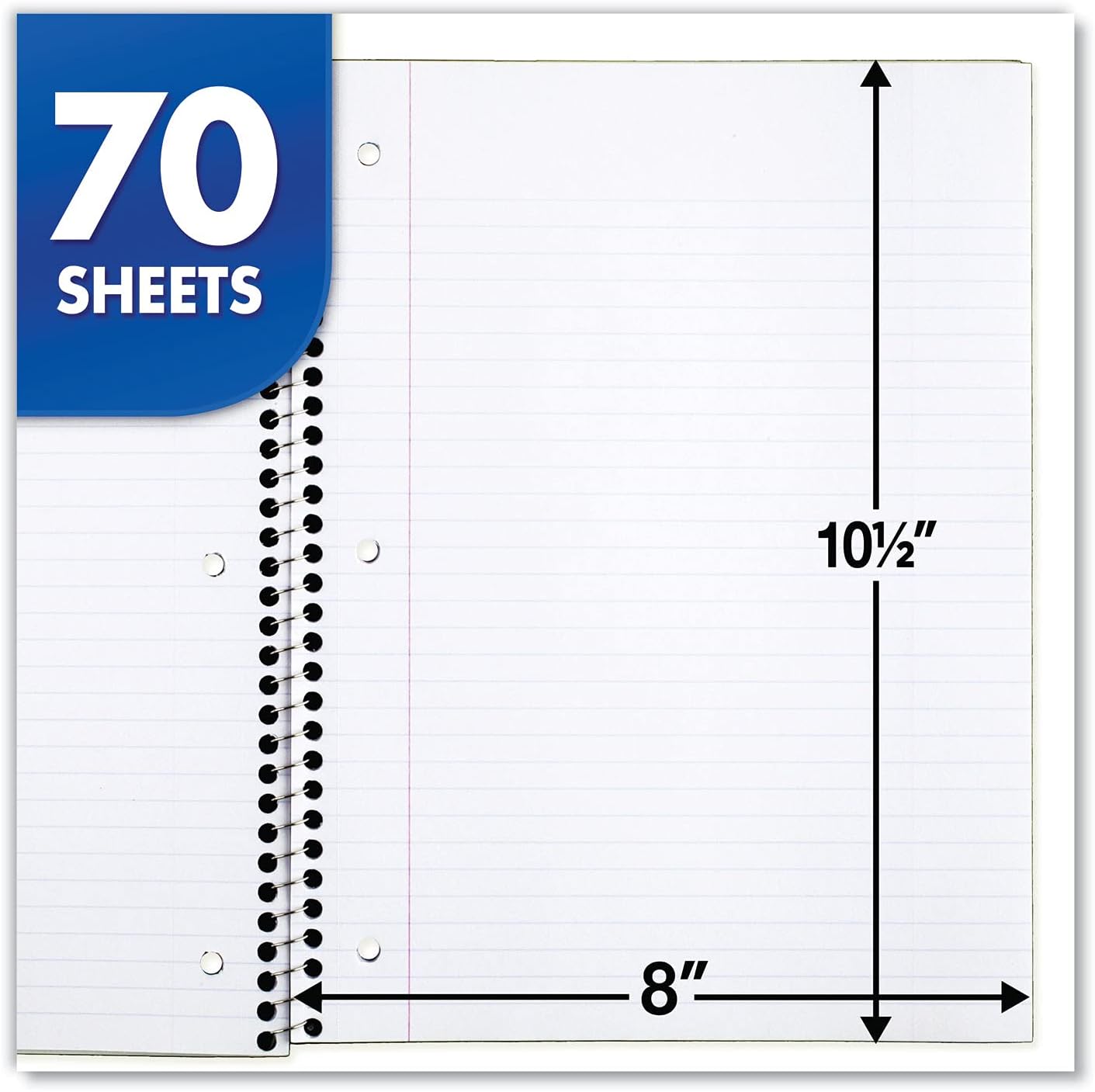 Detalle 2 de Mead Spiral Notebook, 1 Subject, 70 Sheets per Notebook, 6-Pack (73065)