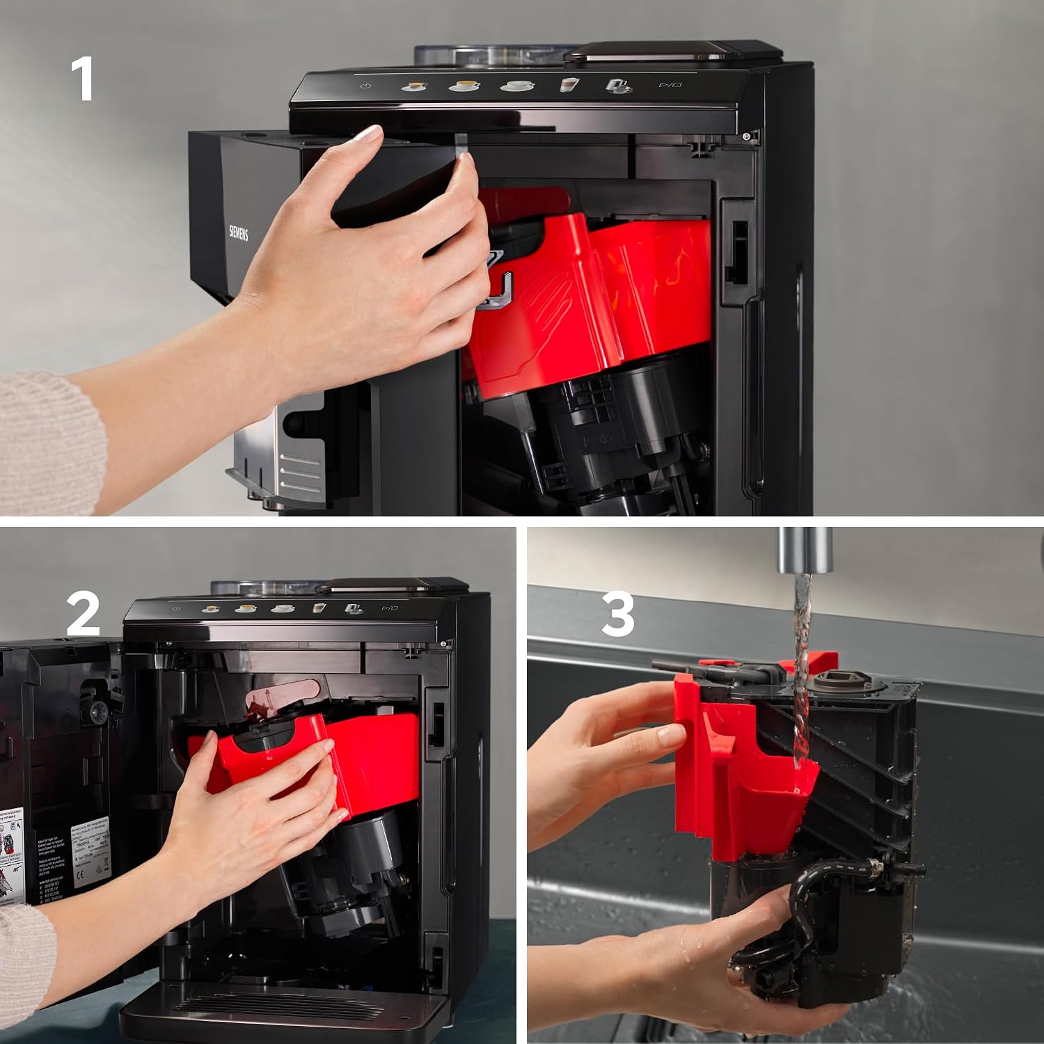 Detalle de Siemens Kaffeevollautomat EQ500 classic: farbiges TFT-Display, 5 Getränke, Doppeltassenfunktion und einfache Reinigung