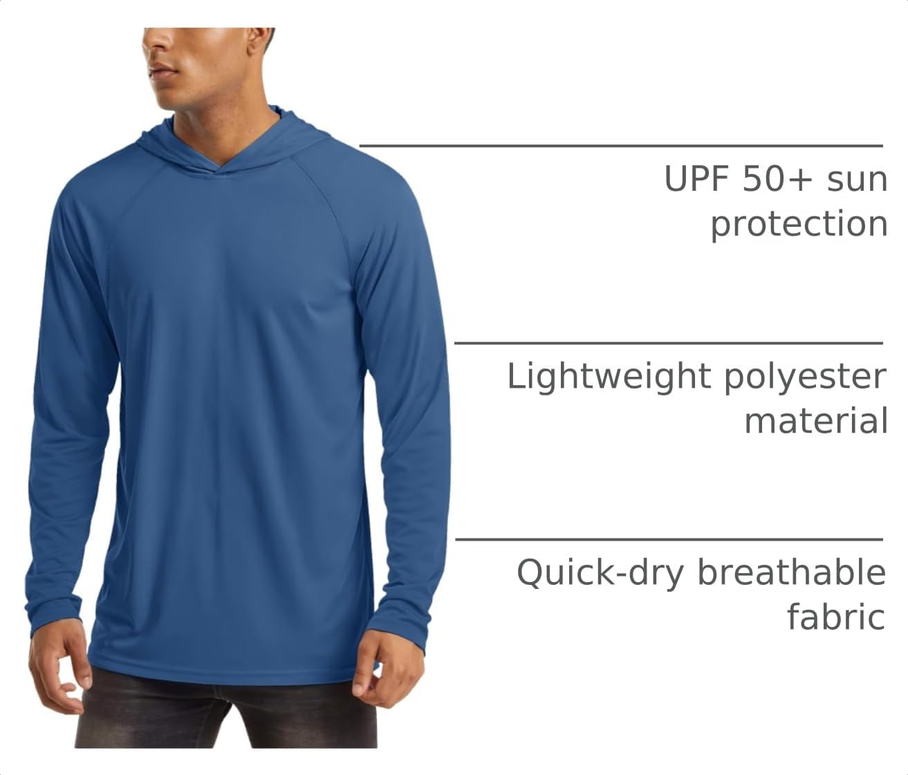 Detalle de MAGCOMSEN Men's Hooded UPF 50+ Sun Protection T Shirt Long Sleeve Athletic Fishing Shirt