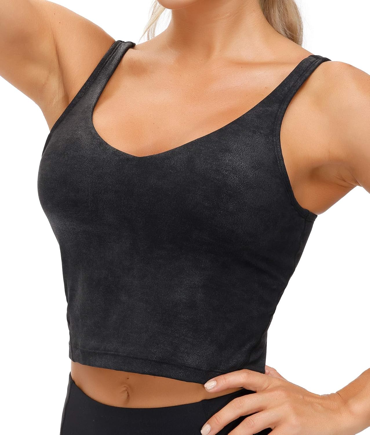 Detalle de THE GYM PEOPLE Wireless Longline Sports Bra for Women with Removable Pads and Medium Support