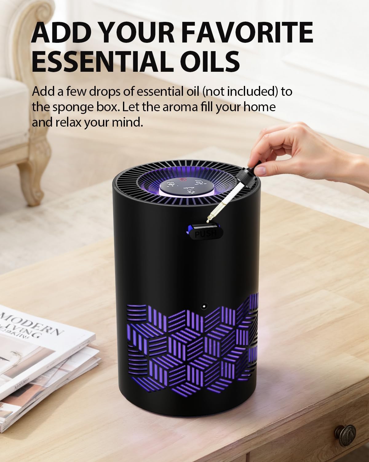 Detalle de FreAire KN6391RGB HEPA Air Purifier with 360° Airflow and Sleep Mode