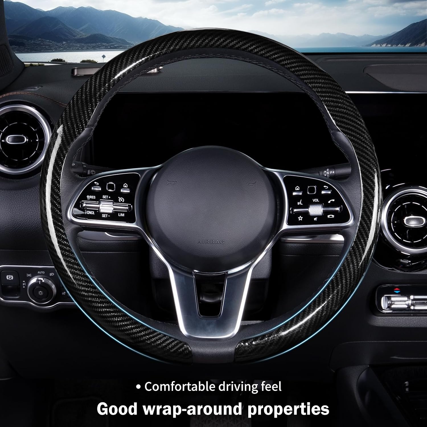 Detalle de Aotoyou Thin Clip-On Steering Wheel Cover, 14.5–16-Inch