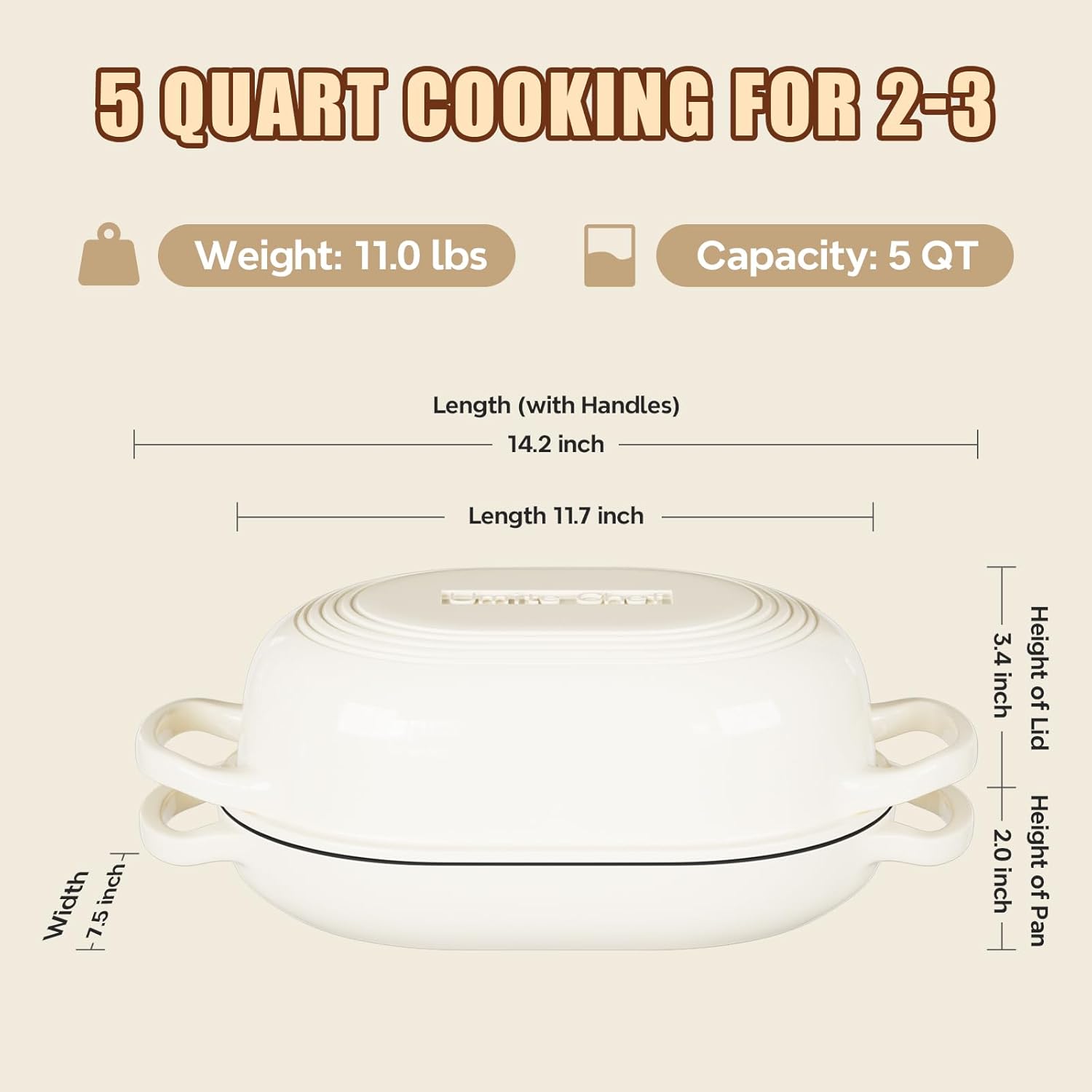 Thumbnail 1 de Enameled Cast Iron Dutch Oven Bread Baking Kit (5QT) with Sourdough Tools, Banneton & Lame (Cream White)