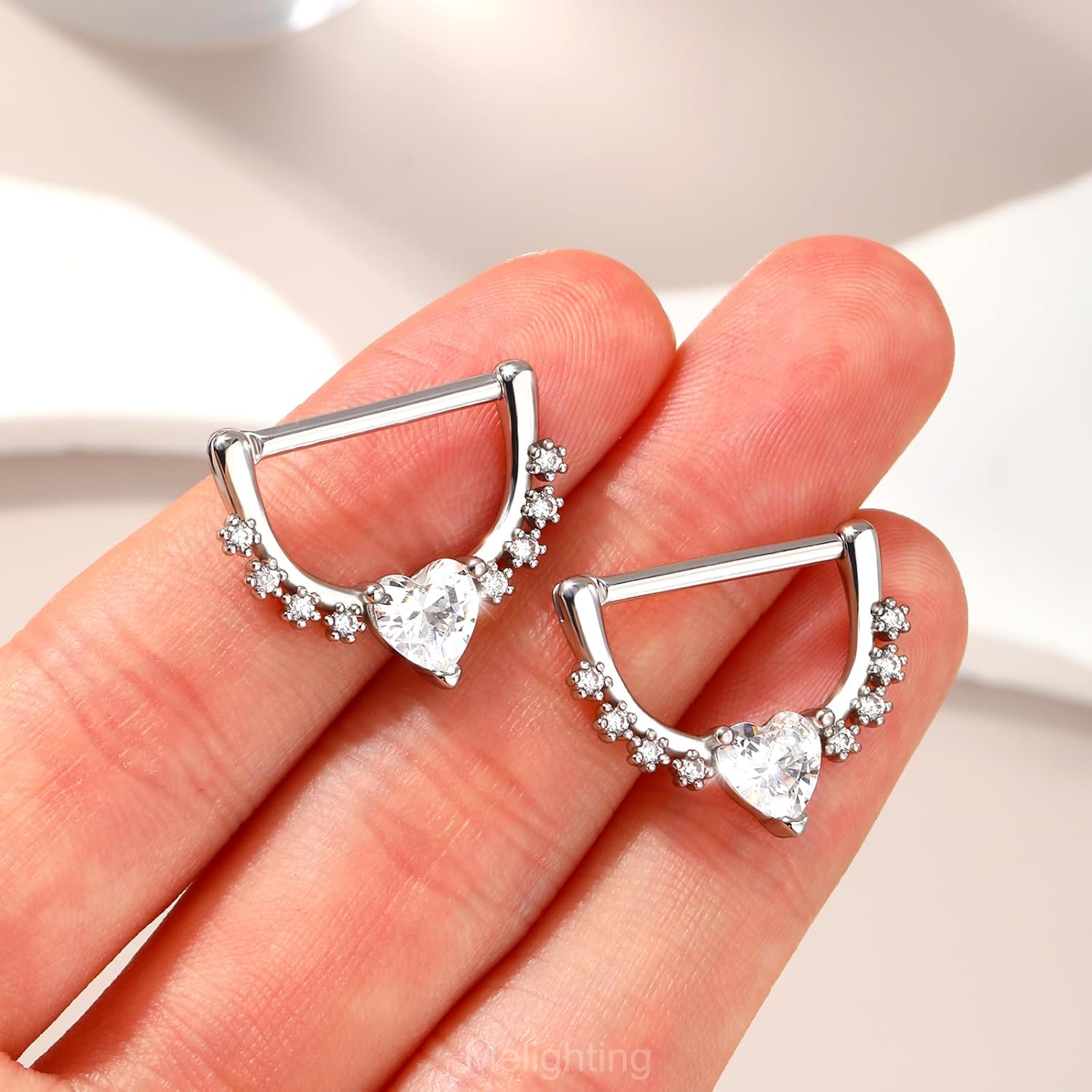 Thumbnail 3 de Melighting piercing capezzolo cuore zirconia 14G 14mm
