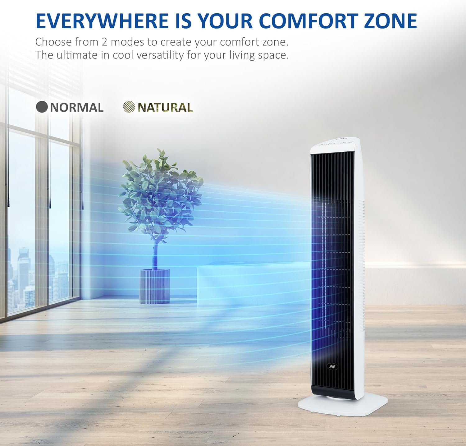 Thumbnail 6 de NETTA 30 Inch Tower Fan with Remote Control (Quiet Bladeless, 3 Speeds, 7-Hour Timer, 65° Oscillation) – White