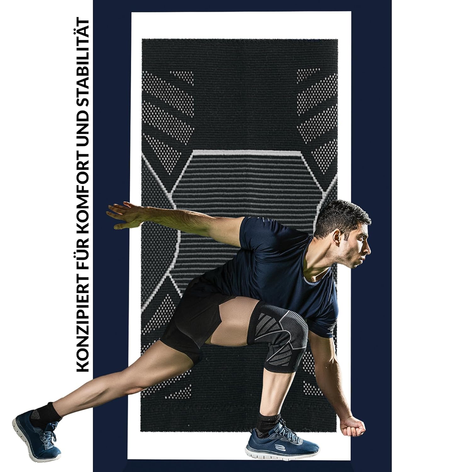 Thumbnail 6 de 360 RELIEF Kniebandage – 2 Stück, Kniestütze für Sport, Gym, Joggen, Kraftsport – Unisex Schwarz/Weiß