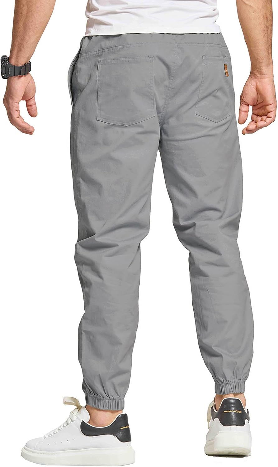 Detalle de JustSun herenbroek van katoen, slim fit, met trekkoord en vier zakken