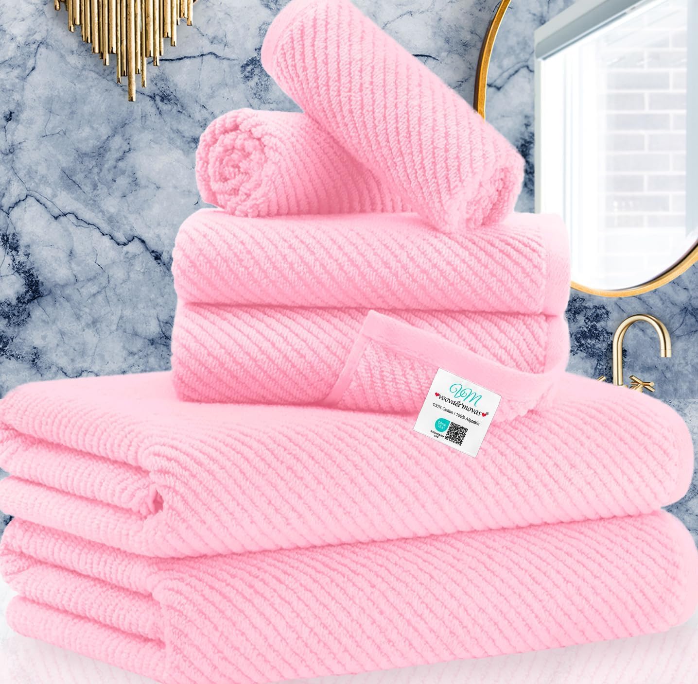 Detalle de Pink Towels Towel Set of 6 with 30" Bath Towels