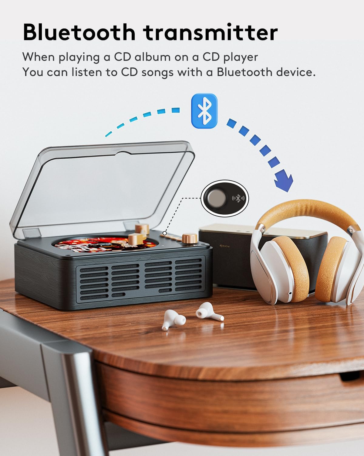 Detalle de CARONSORT Y-CD-Q146 CD Player with Speakers, Bluetooth and FM Radio