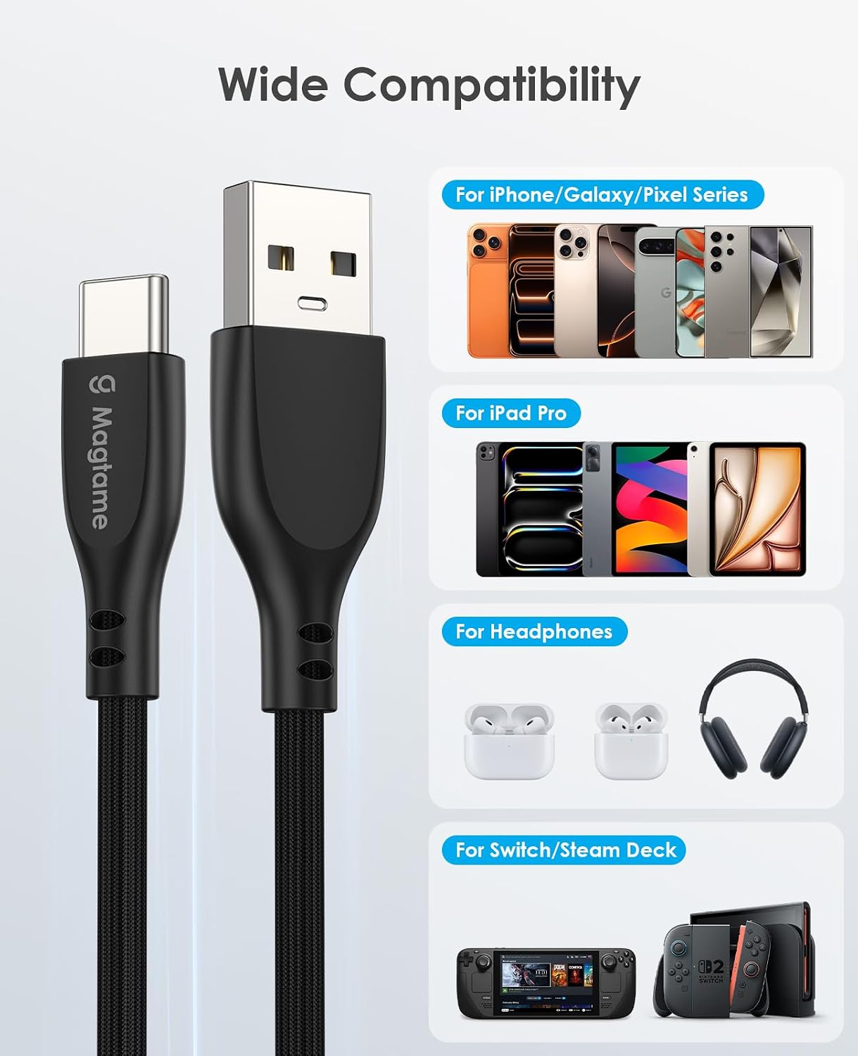 Thumbnail 6 de Magtame Magnetic USB A to USB C Cable Coiled 27W (3.3ft/1M) — Self-Winding, Tangle-Free Charging