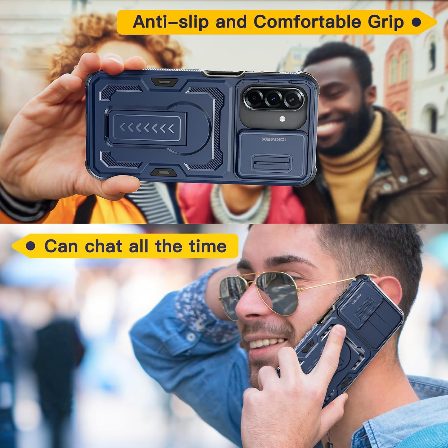 Thumbnail 6 de Iokmax Case for Samsung Galaxy A17 / A16 / A26 (4G/5G) with 2 Screen Protectors, Slide Camera Cover, Kickstand and Lanyard – Blue