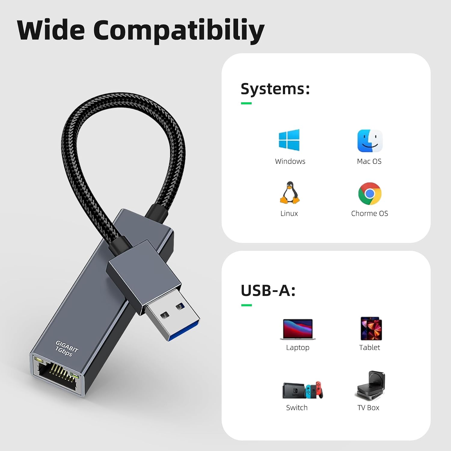 Thumbnail 6 de USB-3.0 Ethernet Adapter USB Lan 1000 Mbps