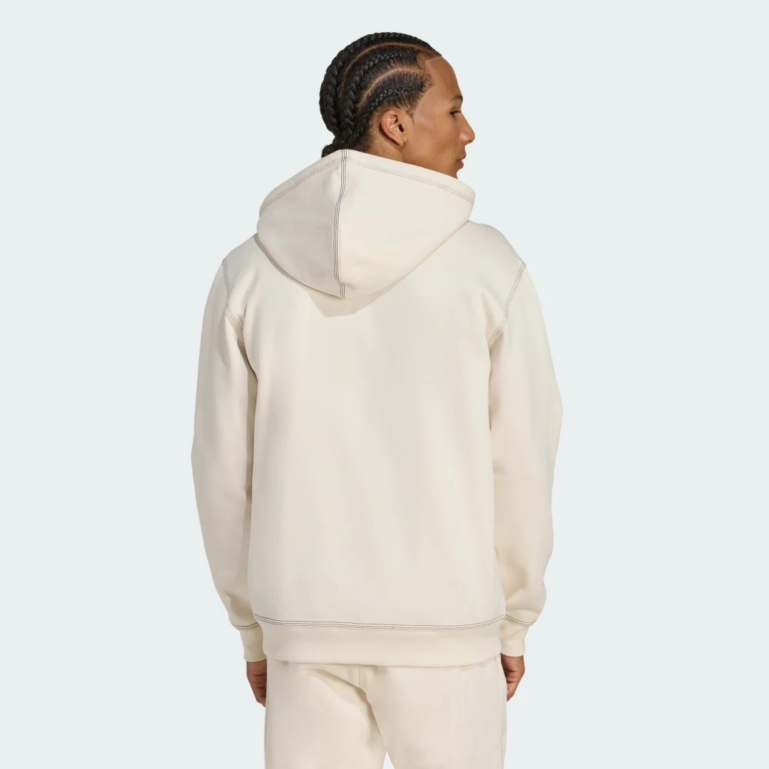 Detalle 2 de Chaqueta con capucha, cremallera y trébol Essentials de Adidas — color Blanco