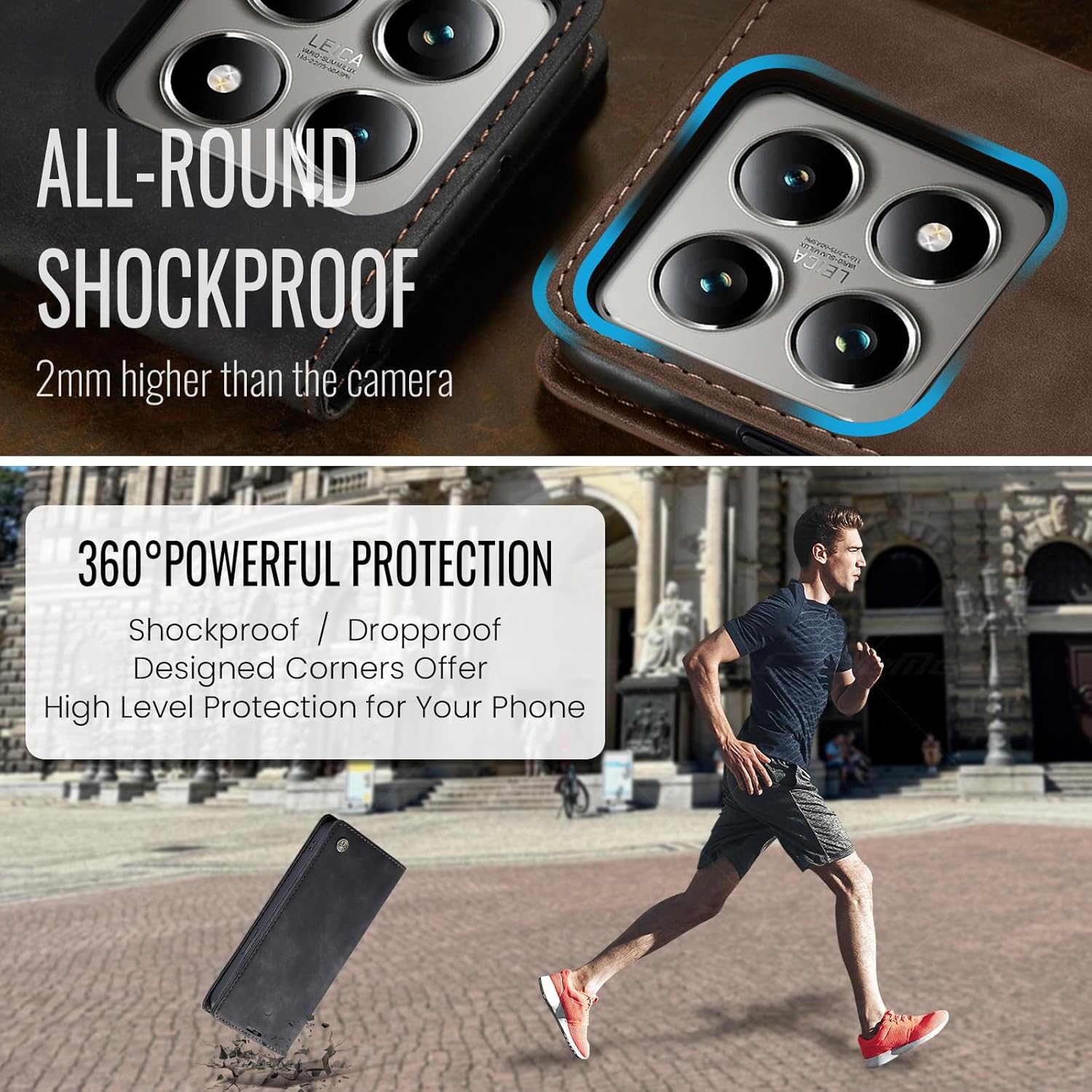 Thumbnail 1 de Samokor Hülle für Xiaomi 14T Pro 5G – klappbares Flip-Case aus Kunstleder mit Kartenfach und Standfunktion (Schwarz)