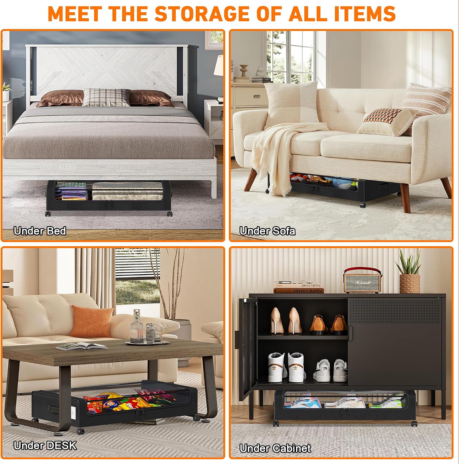 Thumbnail 4 de Under Bed Storage with Wheels, 2 Pack ⚙