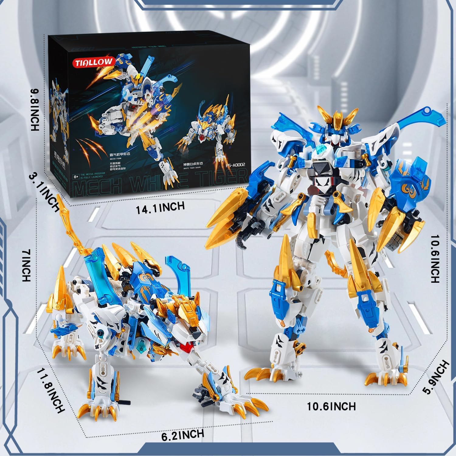 Thumbnail 6 de TIALLOW White Tiger 2 in 1 Mech Building Set: Transforming Robot & Tiger, for Teens & Adults