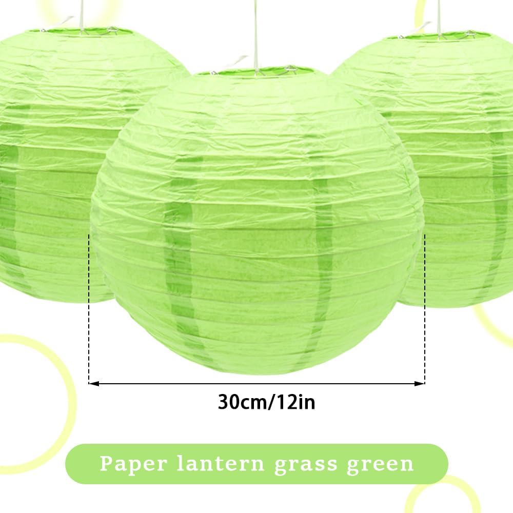 Thumbnail 1 de Ruidee 6-pack Green 12in Round Hanging Paper Lanterns for Birthday, Wedding & Parties