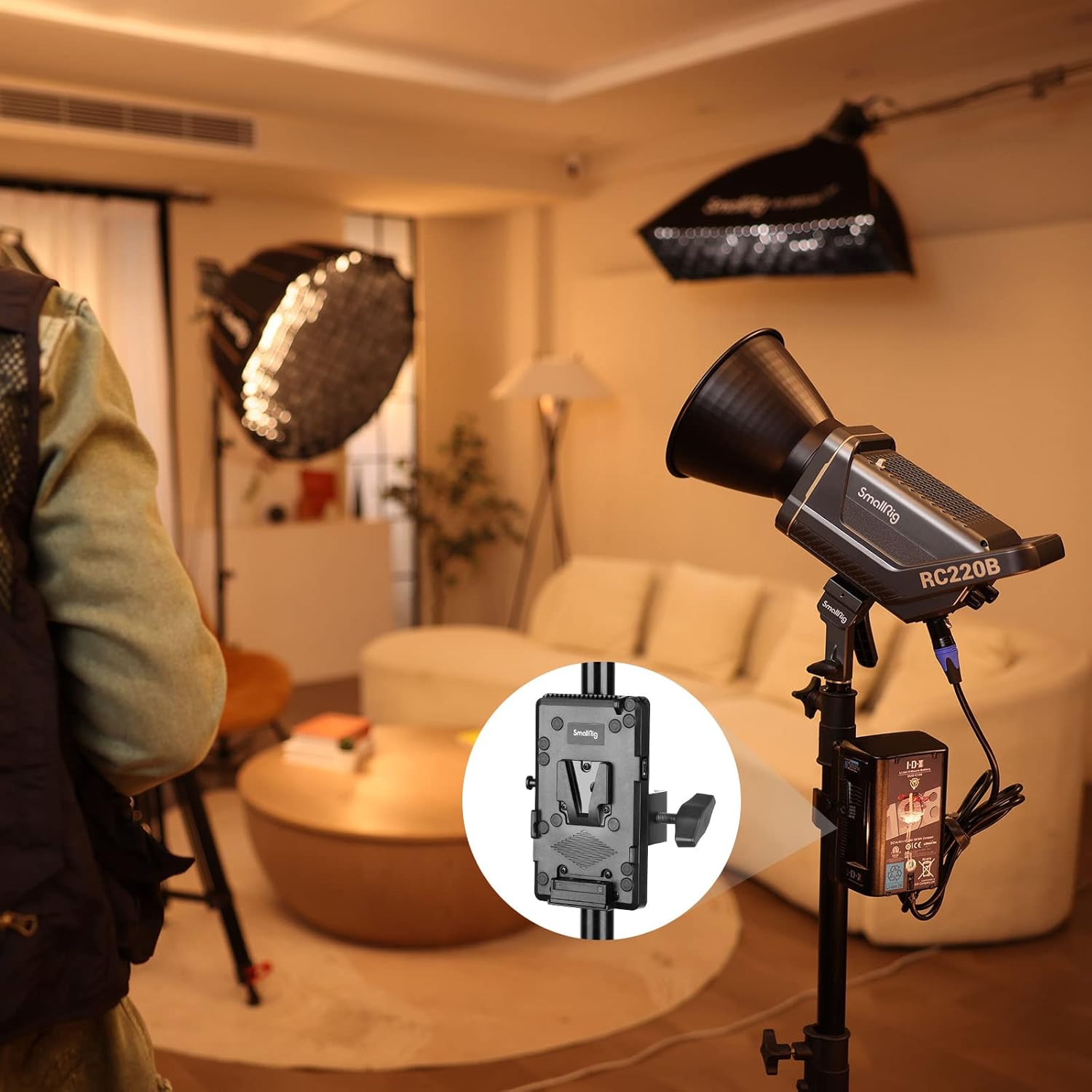 Thumbnail 6 de SMALLRIG V-mount batterie plaque pour lampe vidéo COB SMALLRIG 120B/120D/220B/220D (module de charge RA V1-3676)
