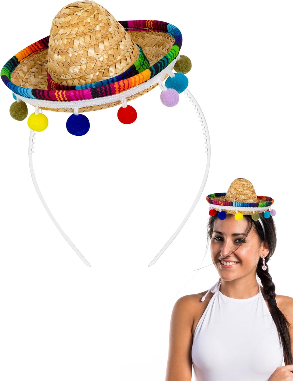 Detalle 2 de Melisheer Cinco de Mayo mini sombrero party hat with headband
