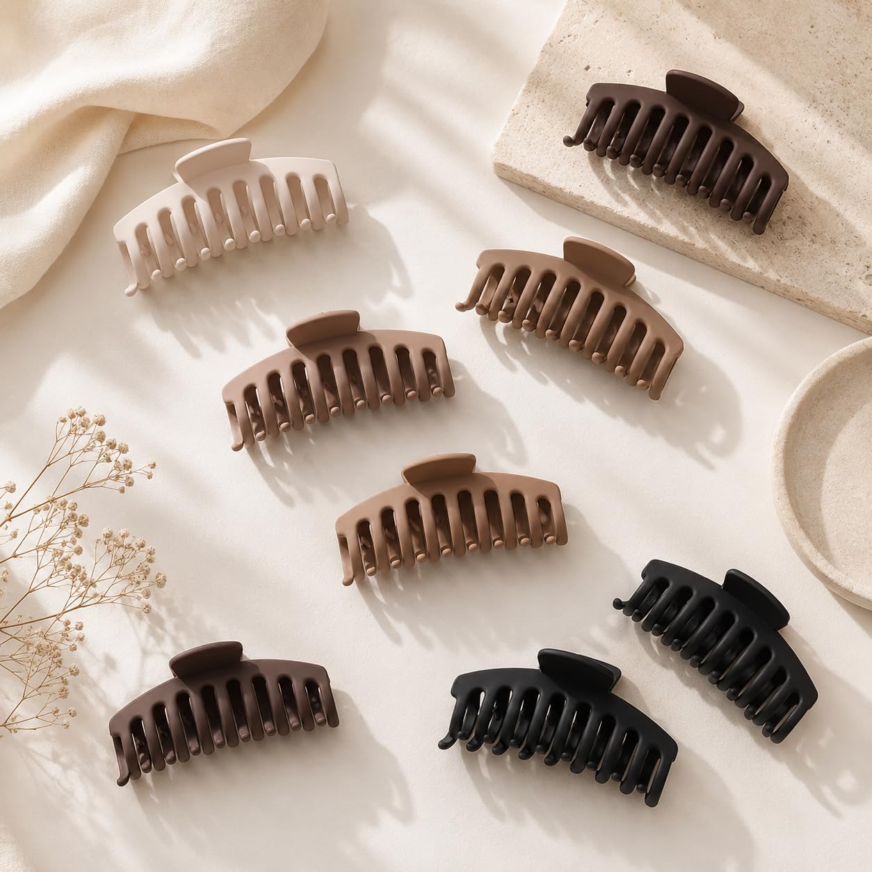 Thumbnail 6 de TOCESS 4-Inch Matte Hair Claw Clips, 8-Pack in Neutral Colors