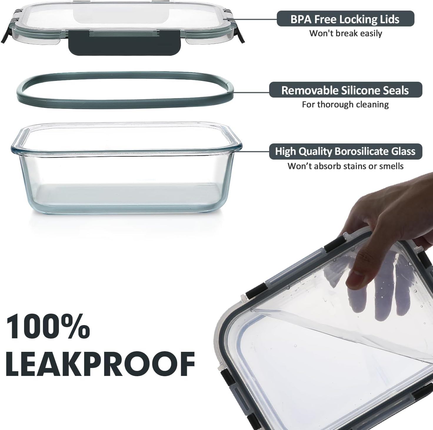 Detalle 2 de VERONES 30-Piece Glass Meal Prep Containers set 🍱